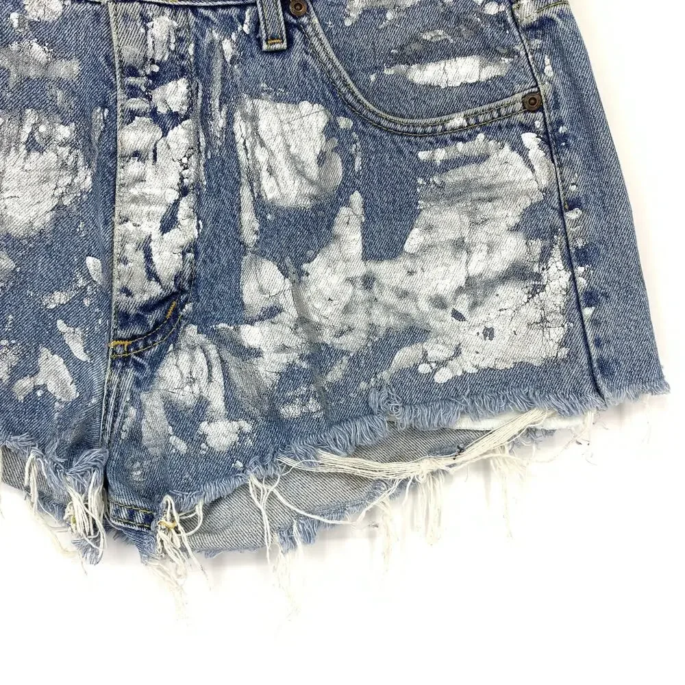 Vintage Upcycled Lee X Rag Union Cut Off Denim Shorts Womens Sz 32